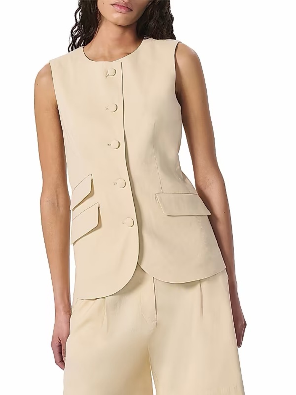 Rag & Bone Slade Crew Linen Vest Women’s Size 4 Light Tan Sleeveless Button